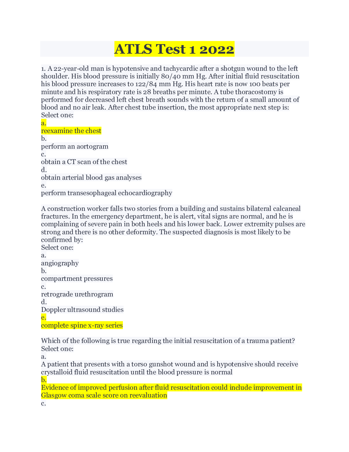 Preview image of ATLS Test 1 2022 document